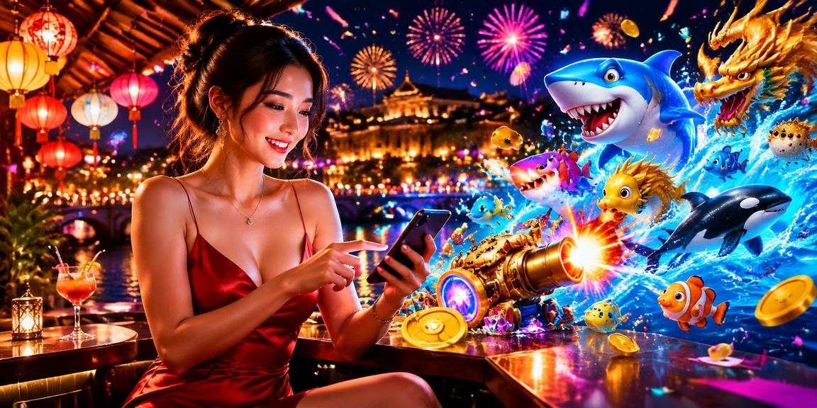 Phố chợ đêm Huế Việt Nam với ánh sáng rực rỡ